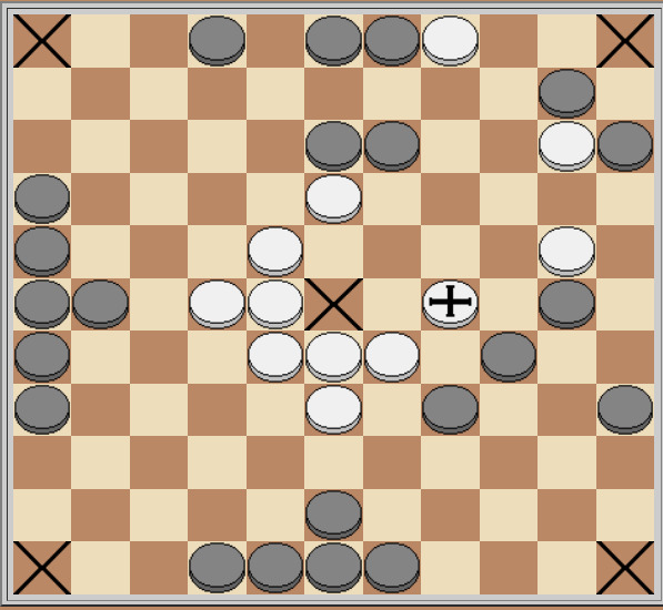 The position after the white's mistake 10...i9-j9?<br />Do you think the blacks have chances to defend this position?
